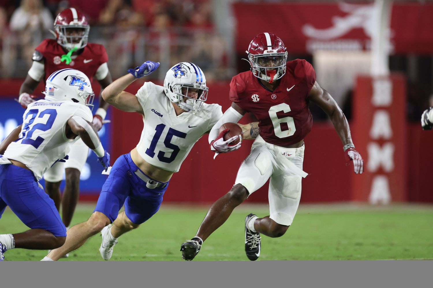 Jaylen Key after interception vs. MTSU
